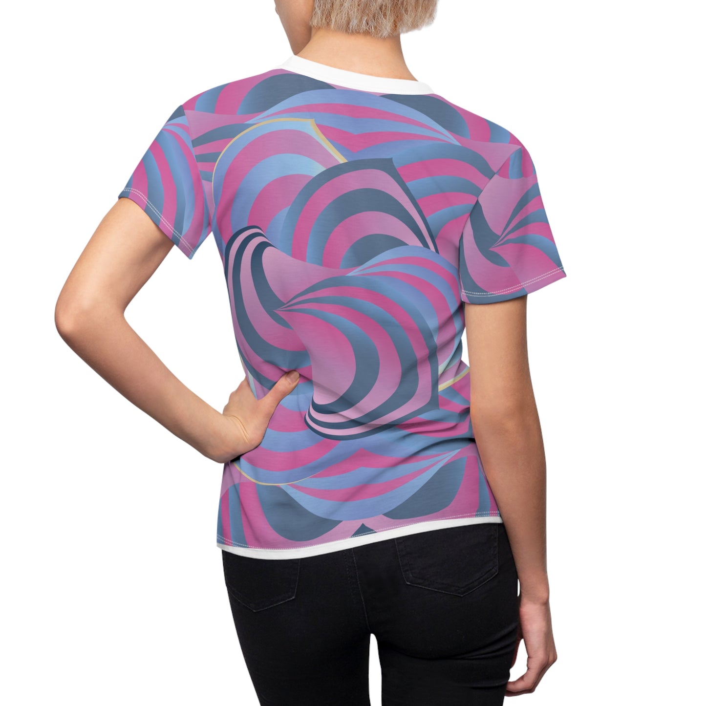 Women's Cut & Sew Tee (AOP) Kukloso MD Ice Cream Swirls No 4 - Pink & Silver-Blue - Free Shipping