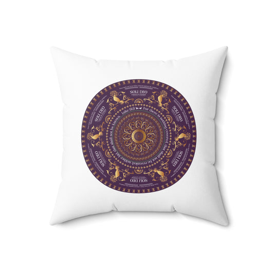 Spun Polyester Square Pillow Kukloso Soli Deo, Luke 12:2 / The Five Solas of the Reformation - Free Shipping