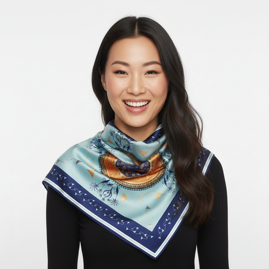 100% Silk Charmeuse Square Scarf Modern Mandala No 3