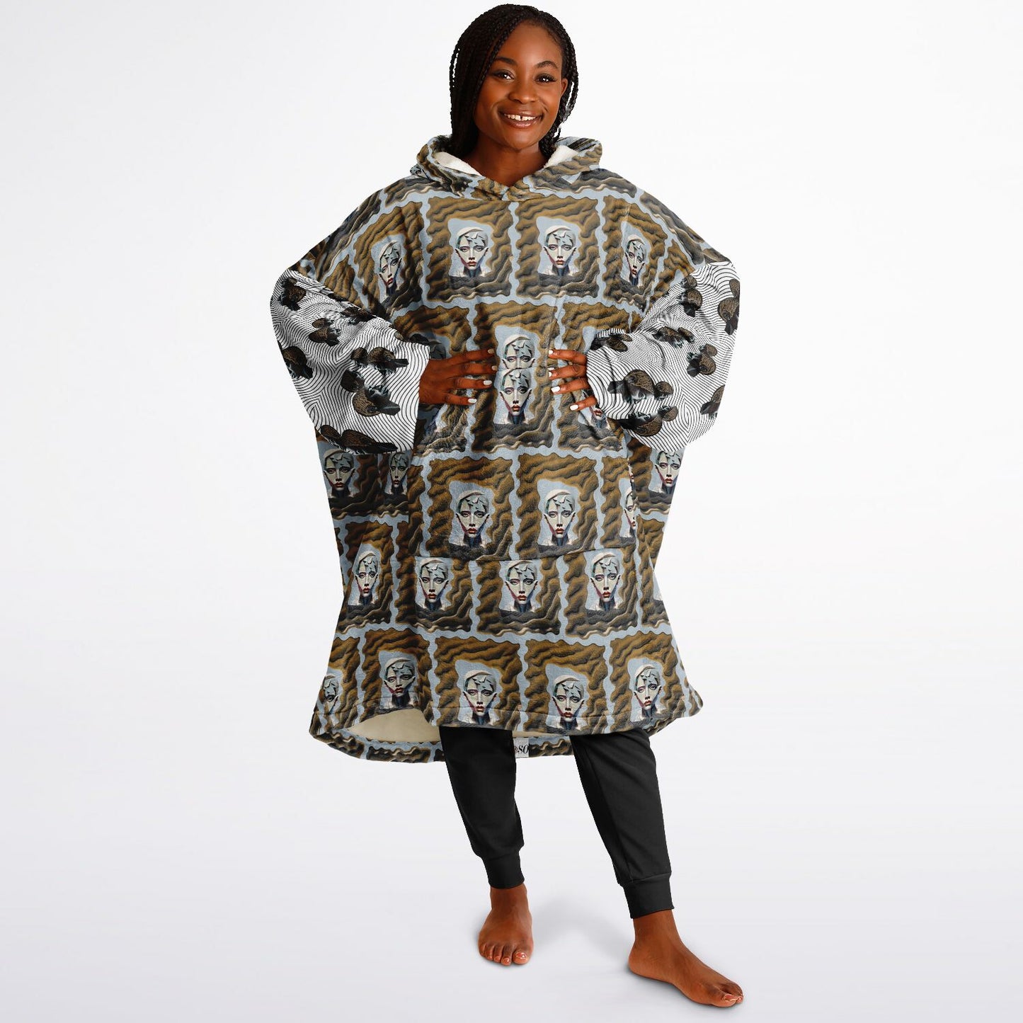 Snug Hoodie Economy - AOP Kukloso Cubist Faces No 61 Desert - Free Shipping