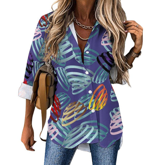 Long Sleeve Shirt Blouse Kukloso Abstract No 510