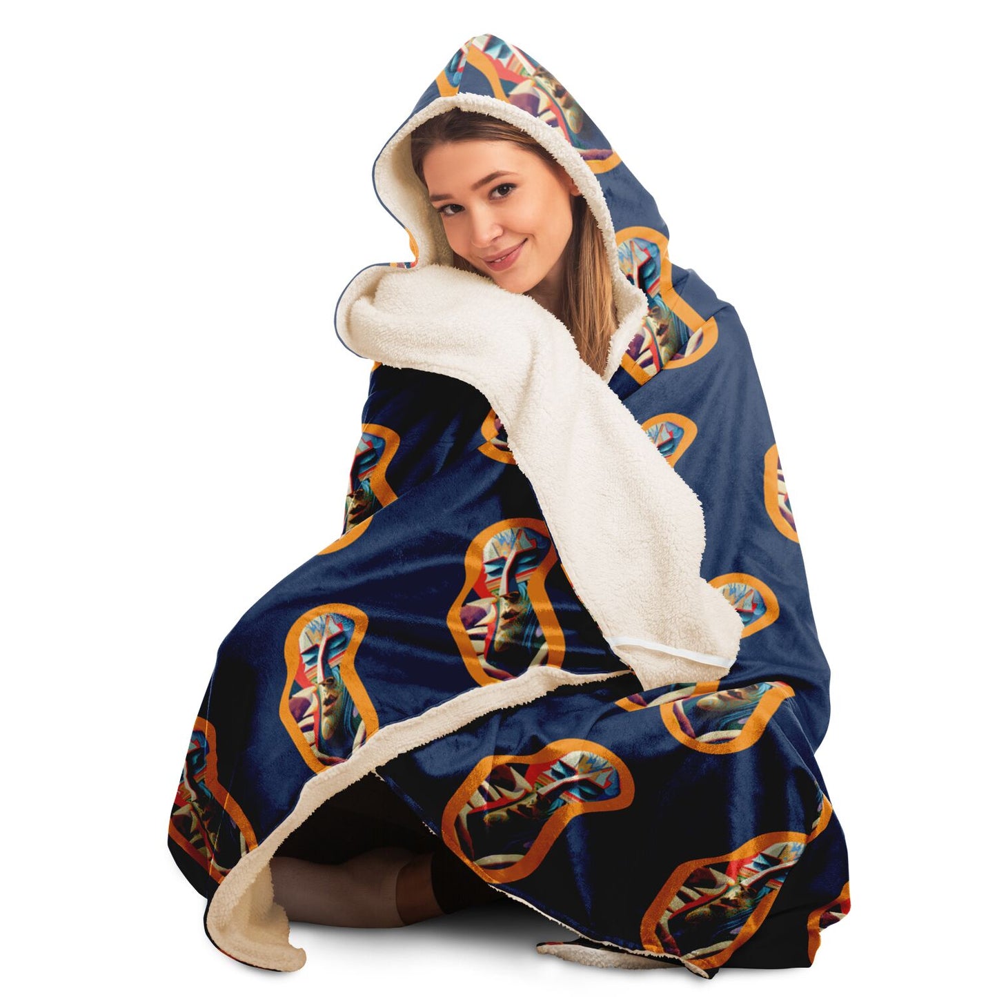 Hooded Blanket - AOP Kukloso Space Faces No 25 - Free Shipping