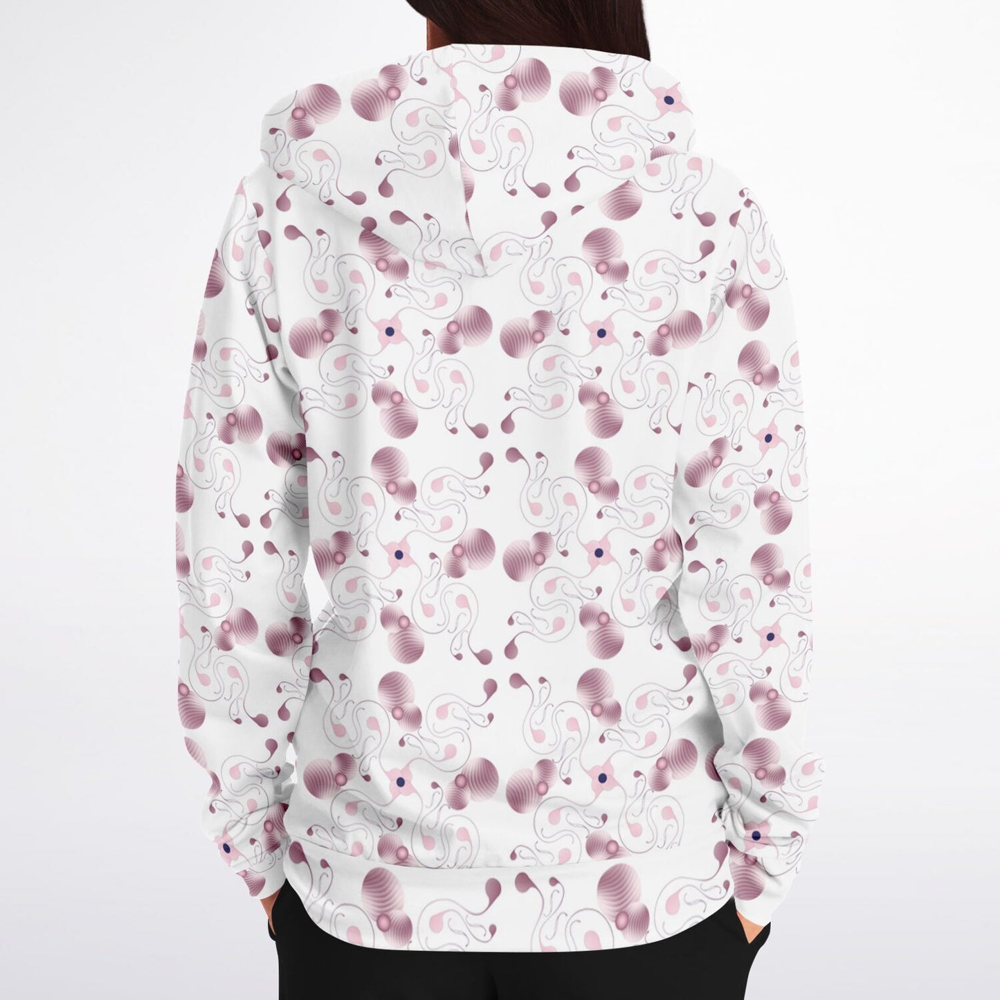 Fashion Zip-Up Hoodie - AOP Kukloso Abstractical No 57 Pink, shapes on White - Free Shipping