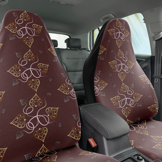 Car Seat Cover - AOP Kukloso Abstractical No 25 abstract shapes on Cocoa background - Free Shipping
