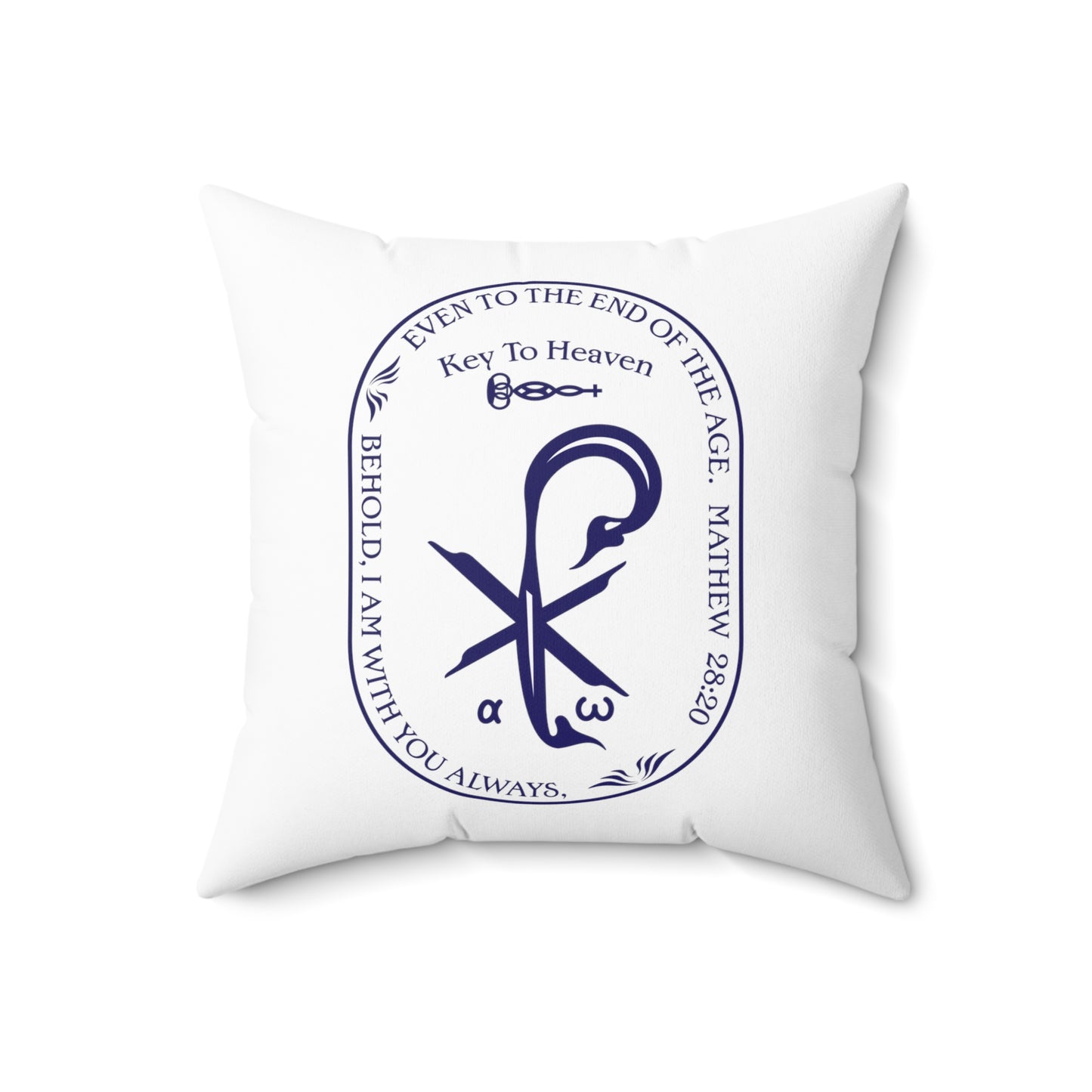 Spun Polyester Square Pillow Kukloso 'Vita Donum' (Gift of Life) / PX Christogram, 'Key To Heaven', Matthew 28:20 - Free Shipping