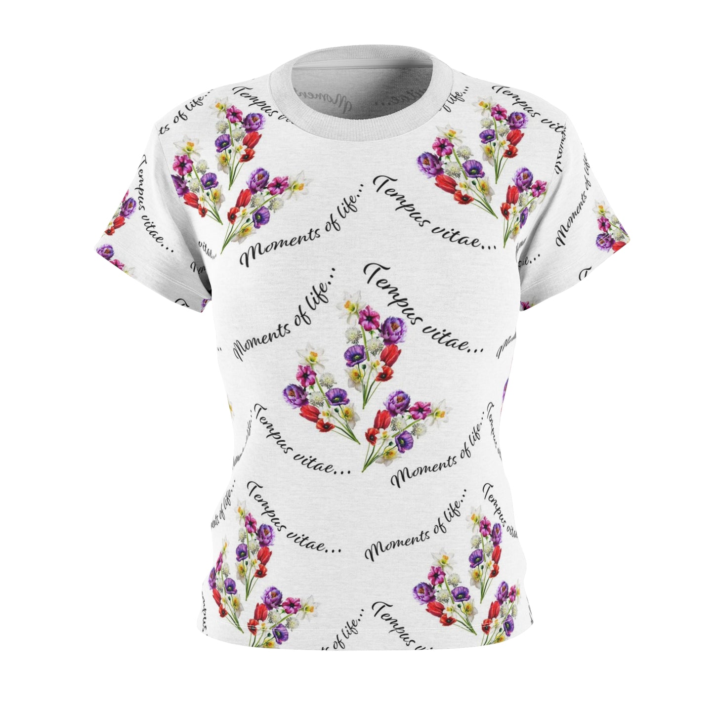 Women's Cut & Sew Tee (AOP) Kukloso 'Moments of Life' large Pattern on White - Free Shipping