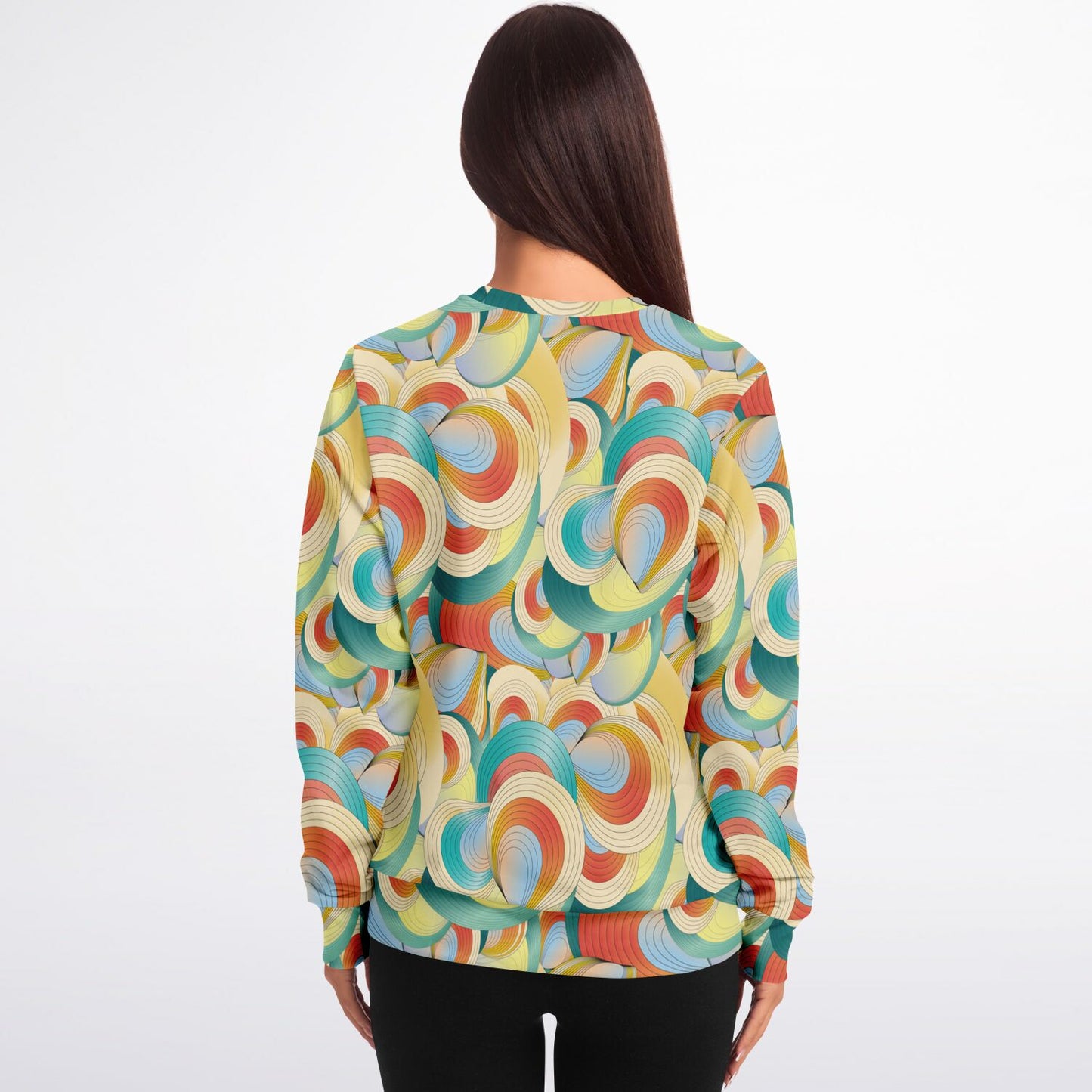 Athletic Sweatshirt - AOP  Kukloso Ice Cream Swirls No 60 Yellow, Aqua, Orange - Free Shipping