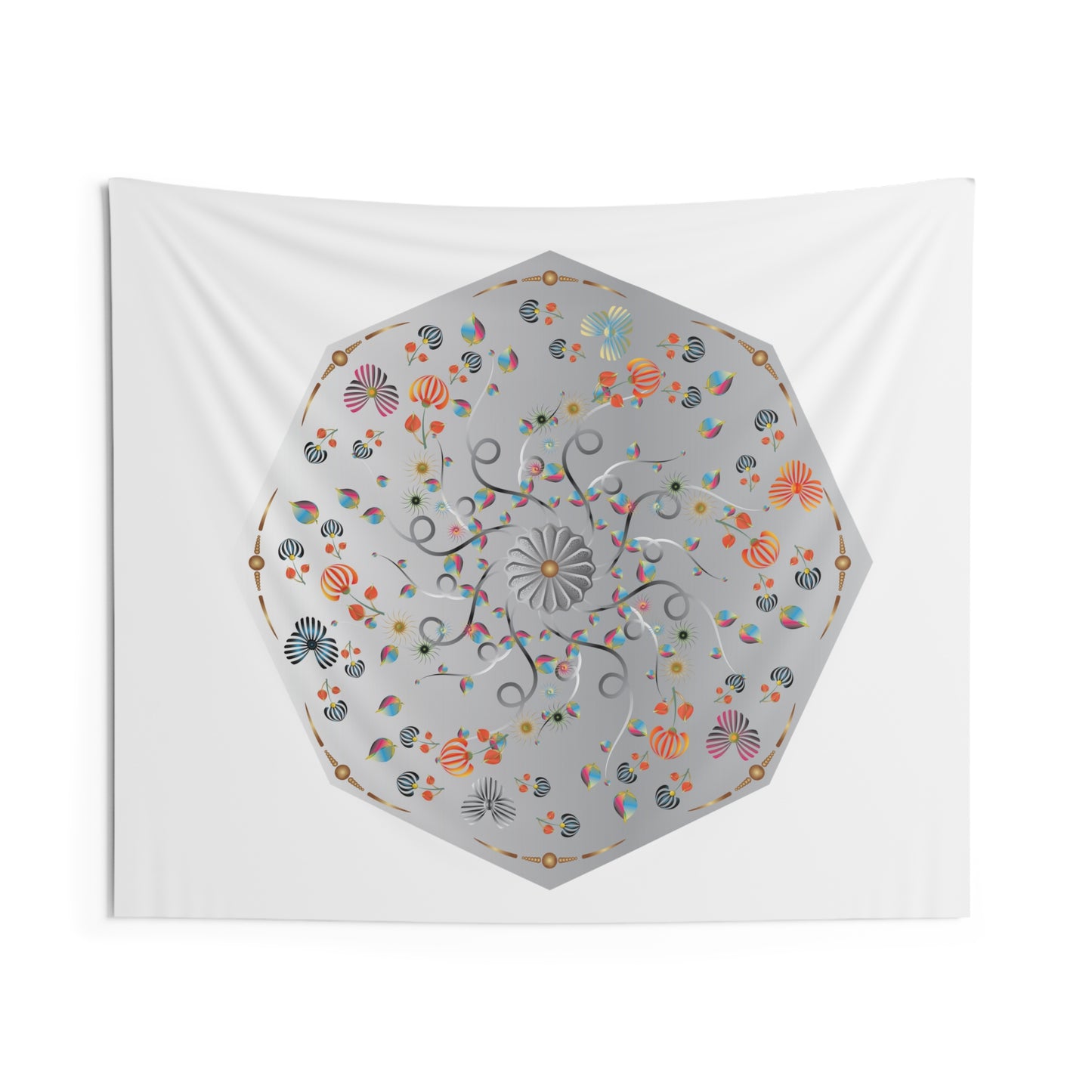 Indoor Wall Tapestries Kukloso Mandala Decorata No 140 Multicolored Floral Abstract - Free Shipping