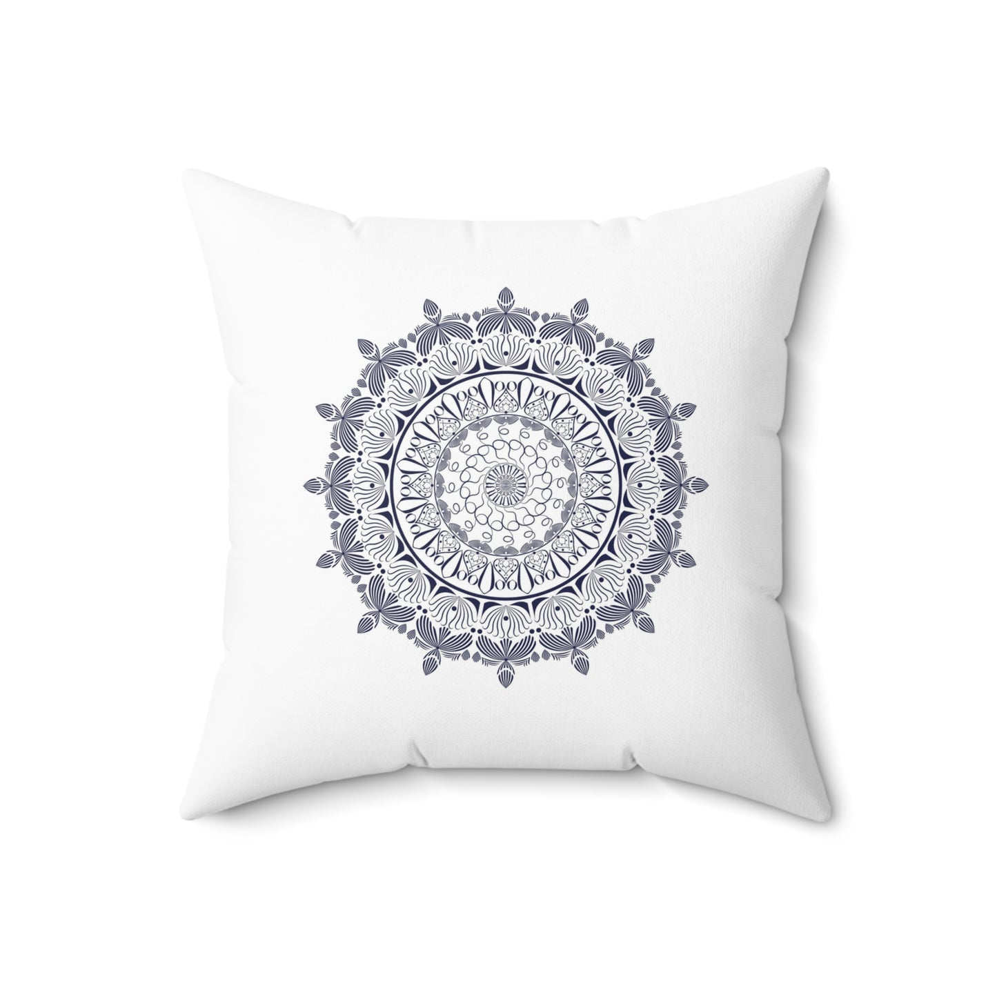 Spun Polyester Square Pillow Kukloso Mandala No 42 Navy, No 43 Gold - Free Shipping