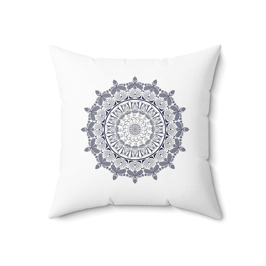 Spun Polyester Square Pillow Kukloso Mandala No 42 Navy, No 43 Gold - Free Shipping