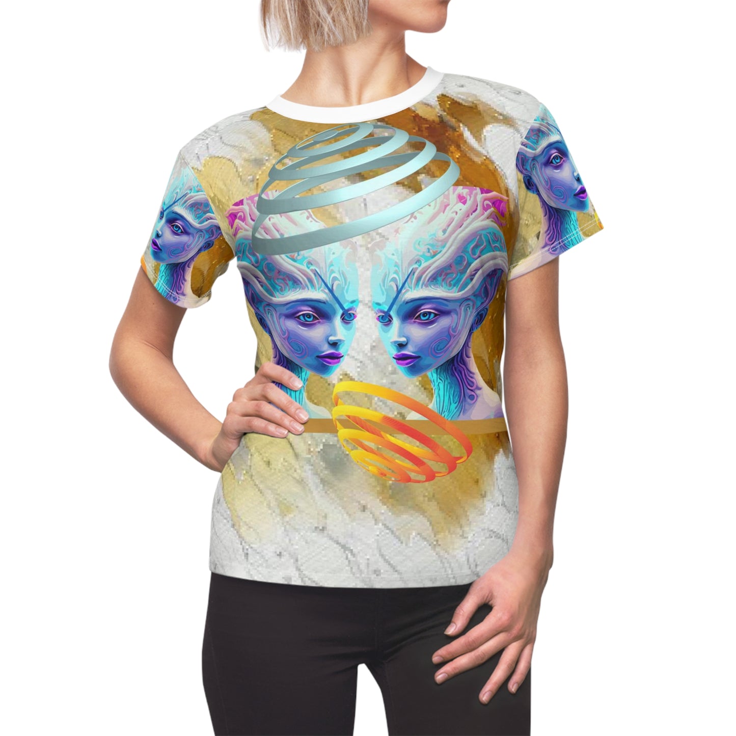 Women's Cut & Sew Tee (AOP) Kukloso Space Face No 19 - Free Shipping