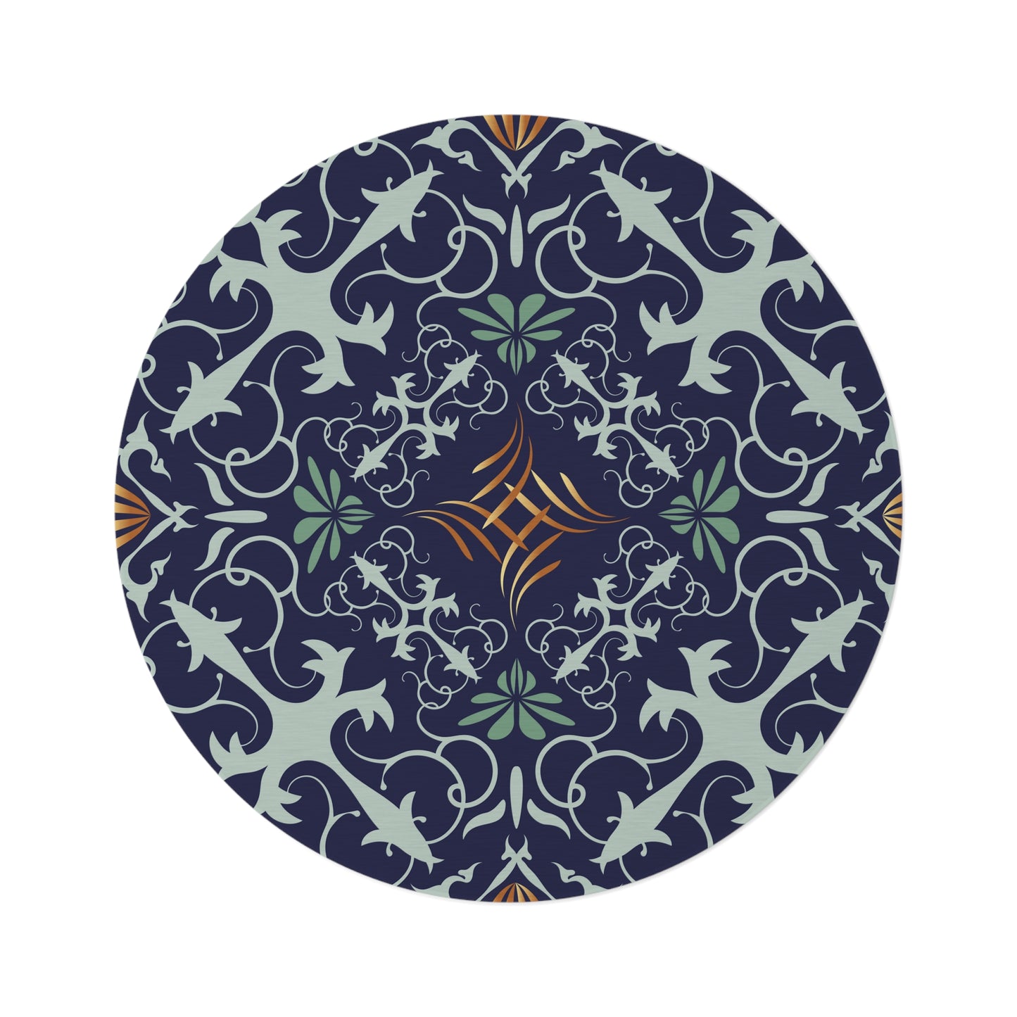 Round Rug Kukloso MD No 45 Mandala on Navy  Free Shipping