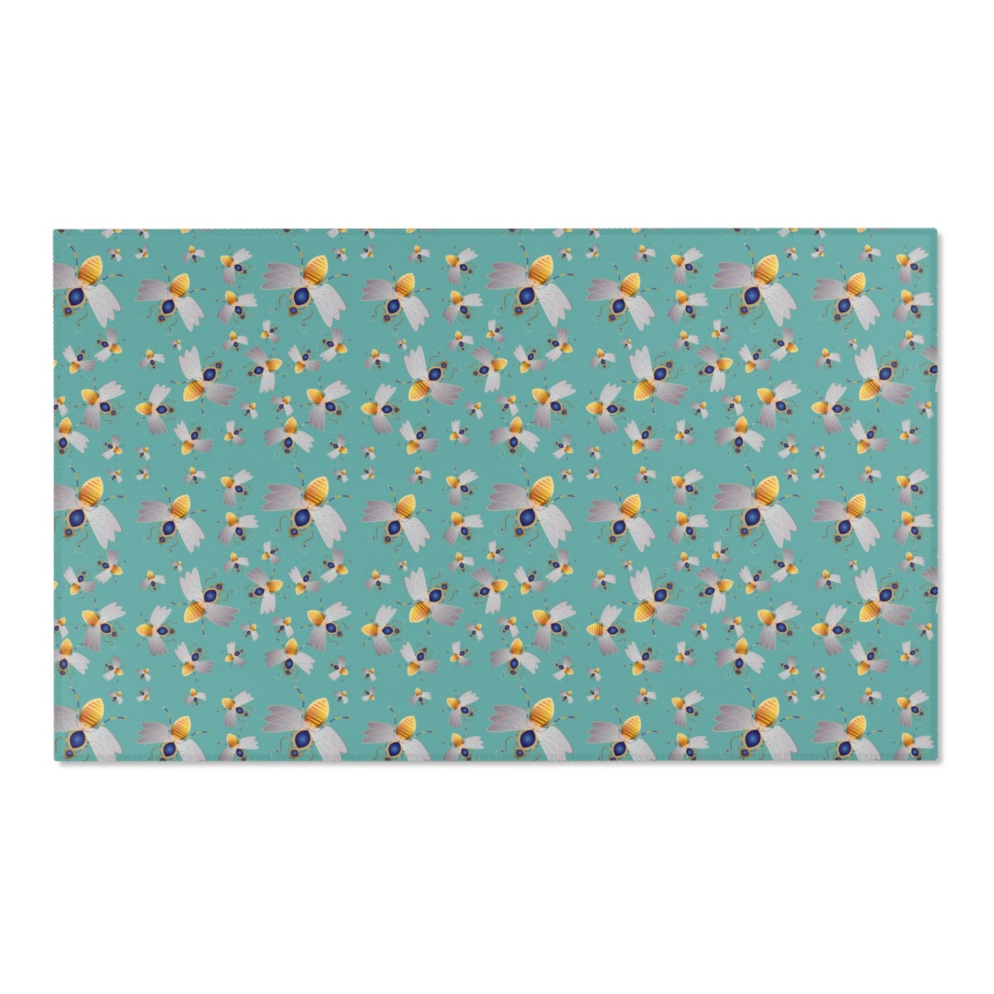 Area Rugs Kukloso Queen Bee No 42 Multicolored on Aqua - Free Shipping