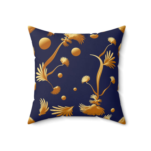 Spun Polyester Square Pillow Kukloso Melange de fleur No 22 Navy/Gold, Silver/Periwinkle - Free Shipping