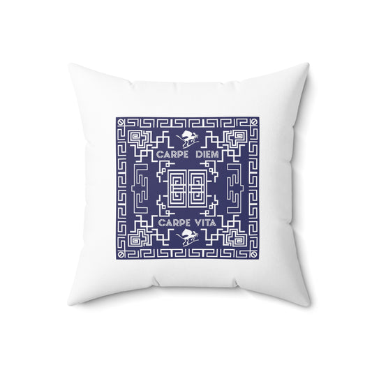 Spun Polyester Square Pillow Kukloso Greek Border 'Carpe Diem' No 10 - Free Shipping