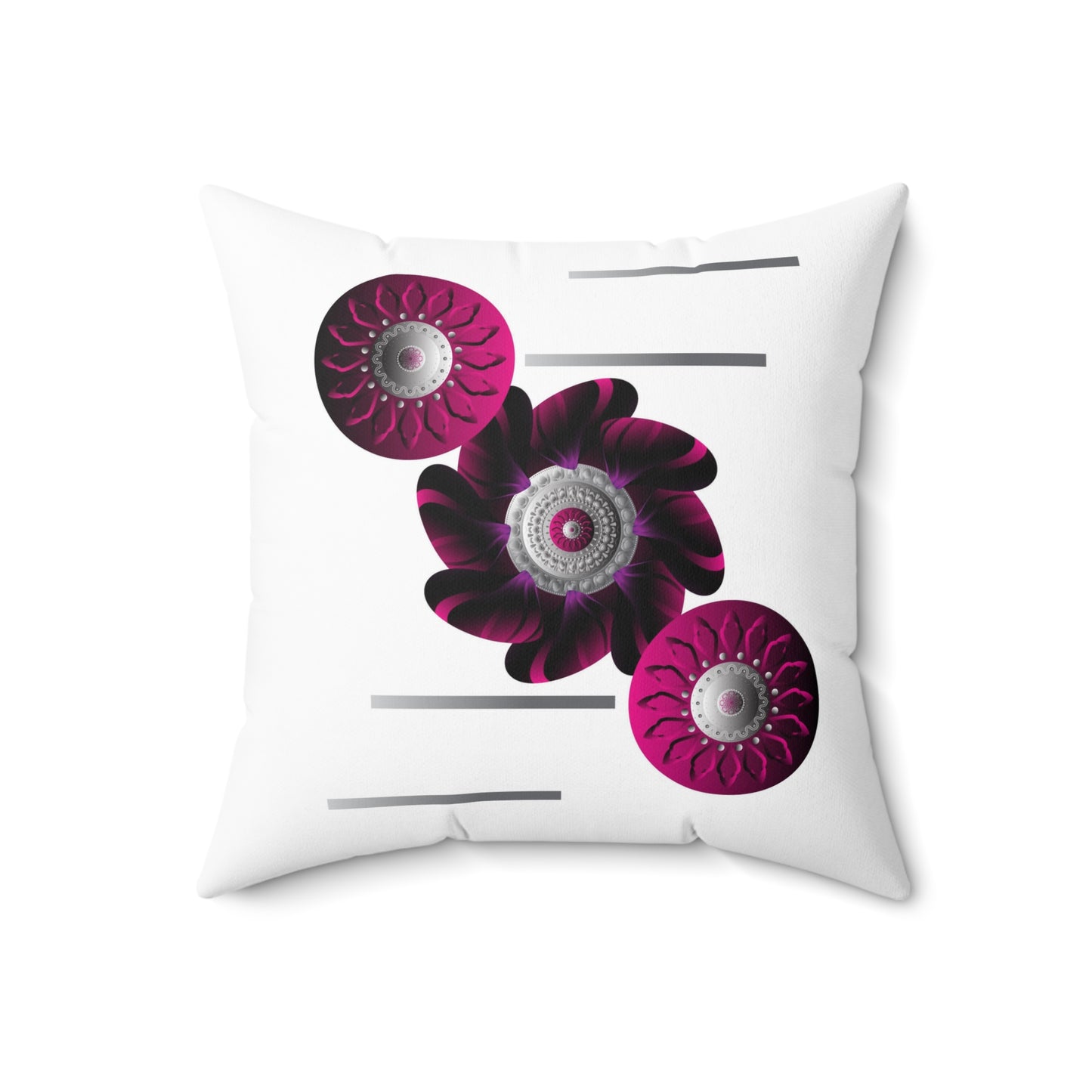 Spun Polyester Square Pillow Kukloso Mandala No 164 Purple & White - Free Shipping