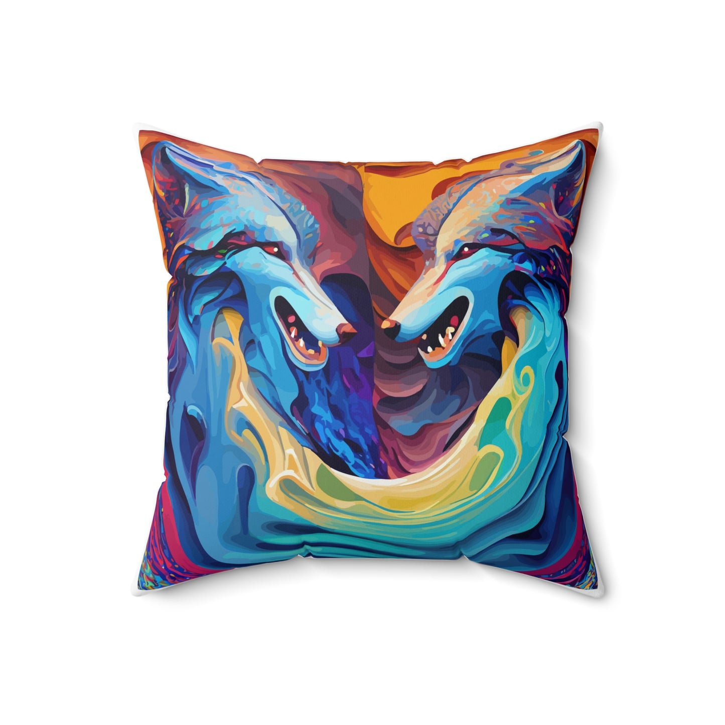 Spun Polyester Square Pillow Kukloso 'The Wolves' - Free Shipping