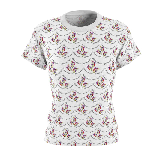 Women's Cut & Sew Tee (AOP) Kukloso 'Moments of Life' Florals on White Small Pattern - Free Shipping