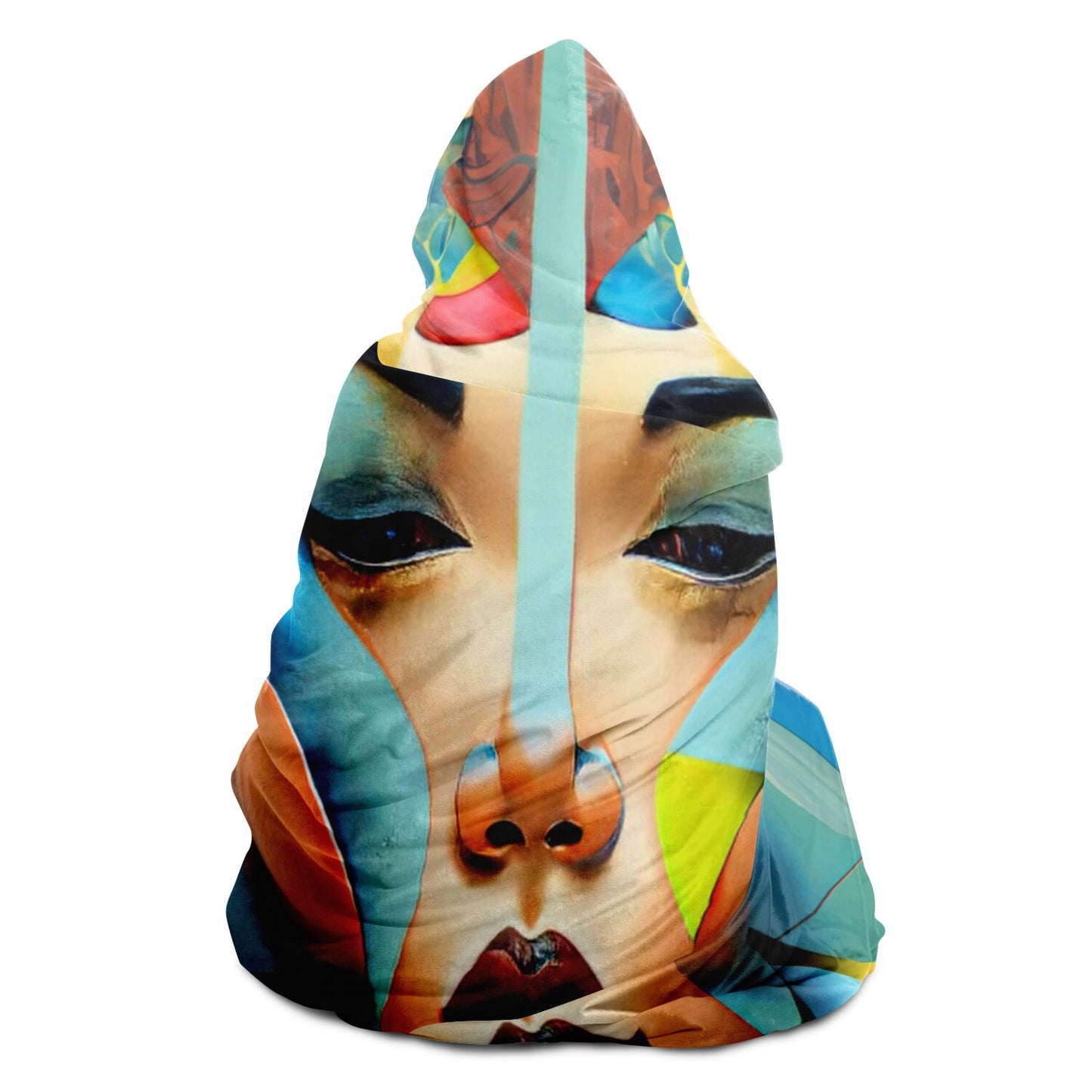 Hooded Blanket - AOP Kukloso Cubist Faces No 8- Free Shipping