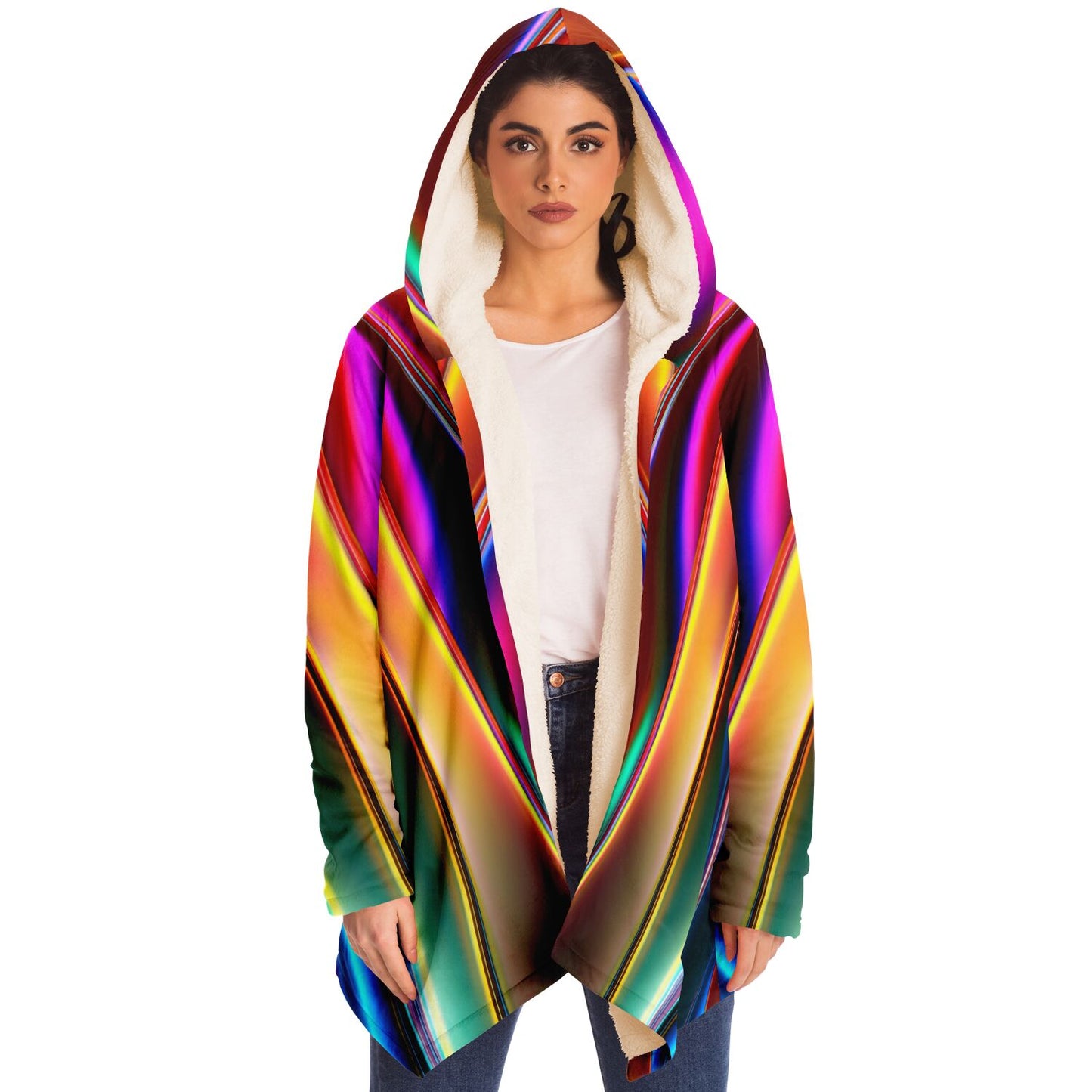 Microfleece Cloak - AOP Kukloso Color Flow series No 2 Rainbow of colors - Free Shipping