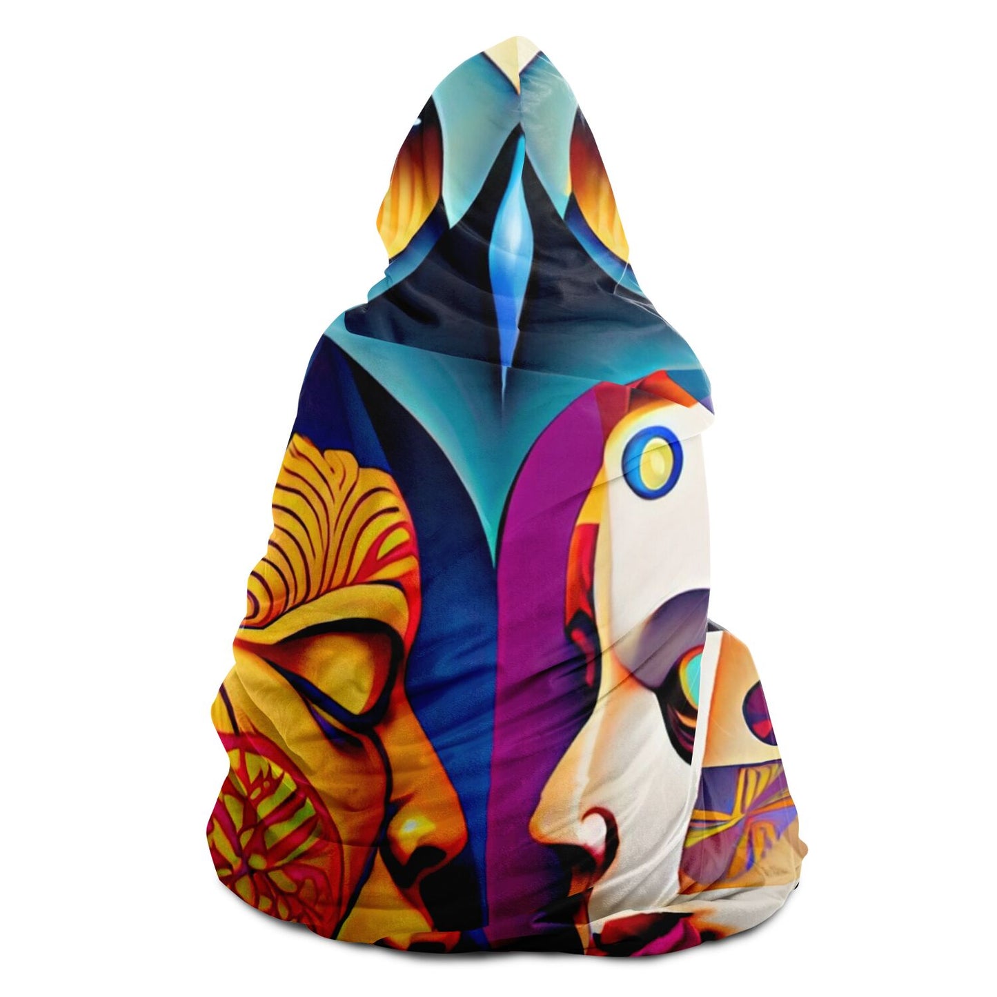 Hooded Blanket - AOP Kukloso Cubist Faces No 3 - Free Shipping