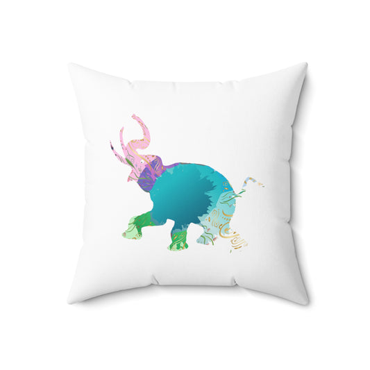 Spun Polyester Square Pillow Kukloso 'Happy Ganesha' - Free Shipping