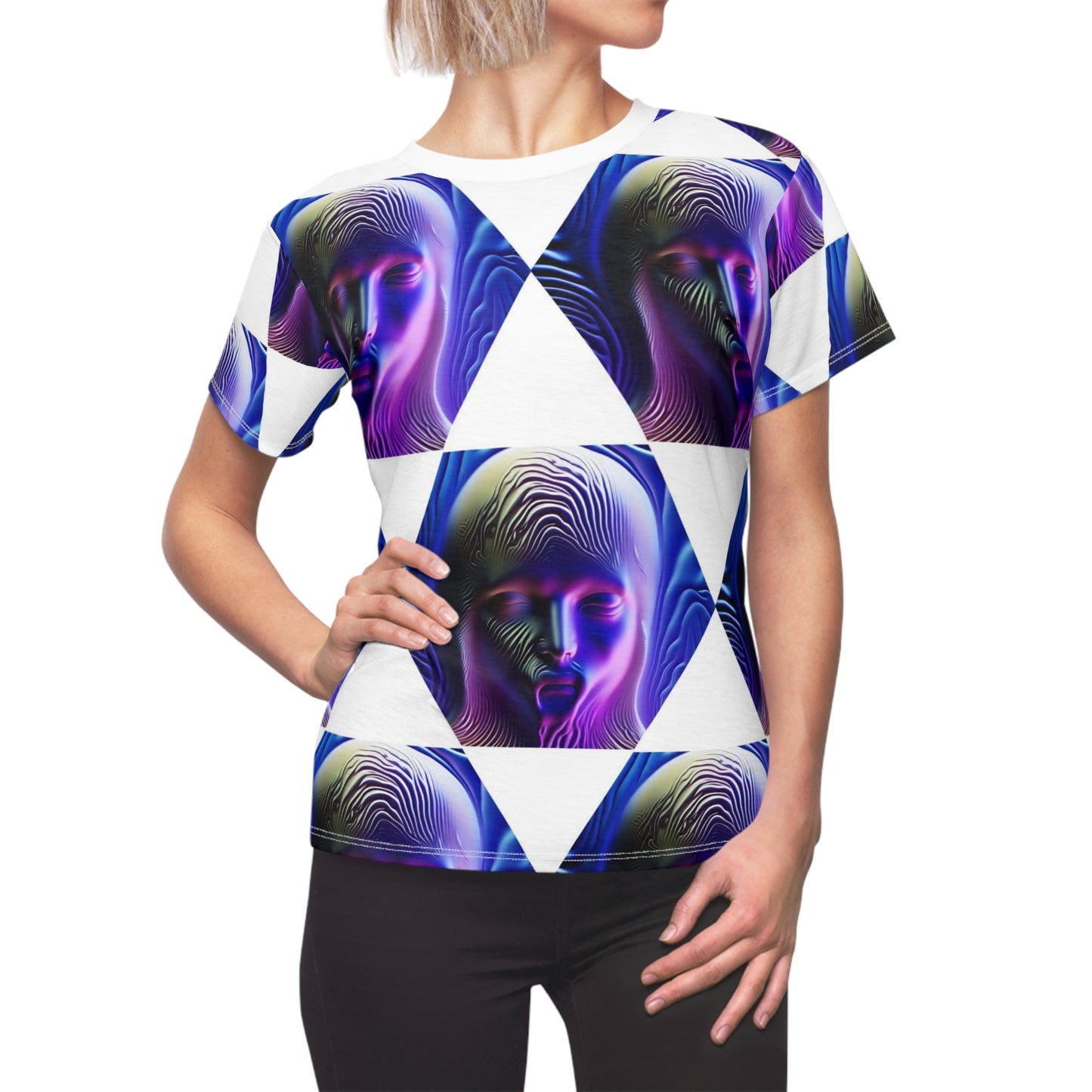 Women's Cut & Sew Tee (AOP) Kukloso Space Face No 8 - Free Shipping