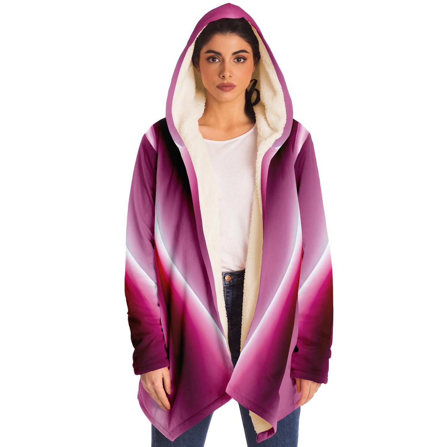 Microfleece Cloak - AOP Kukloso Color Flow series No 4 Rose-Pink _ Free Shipping