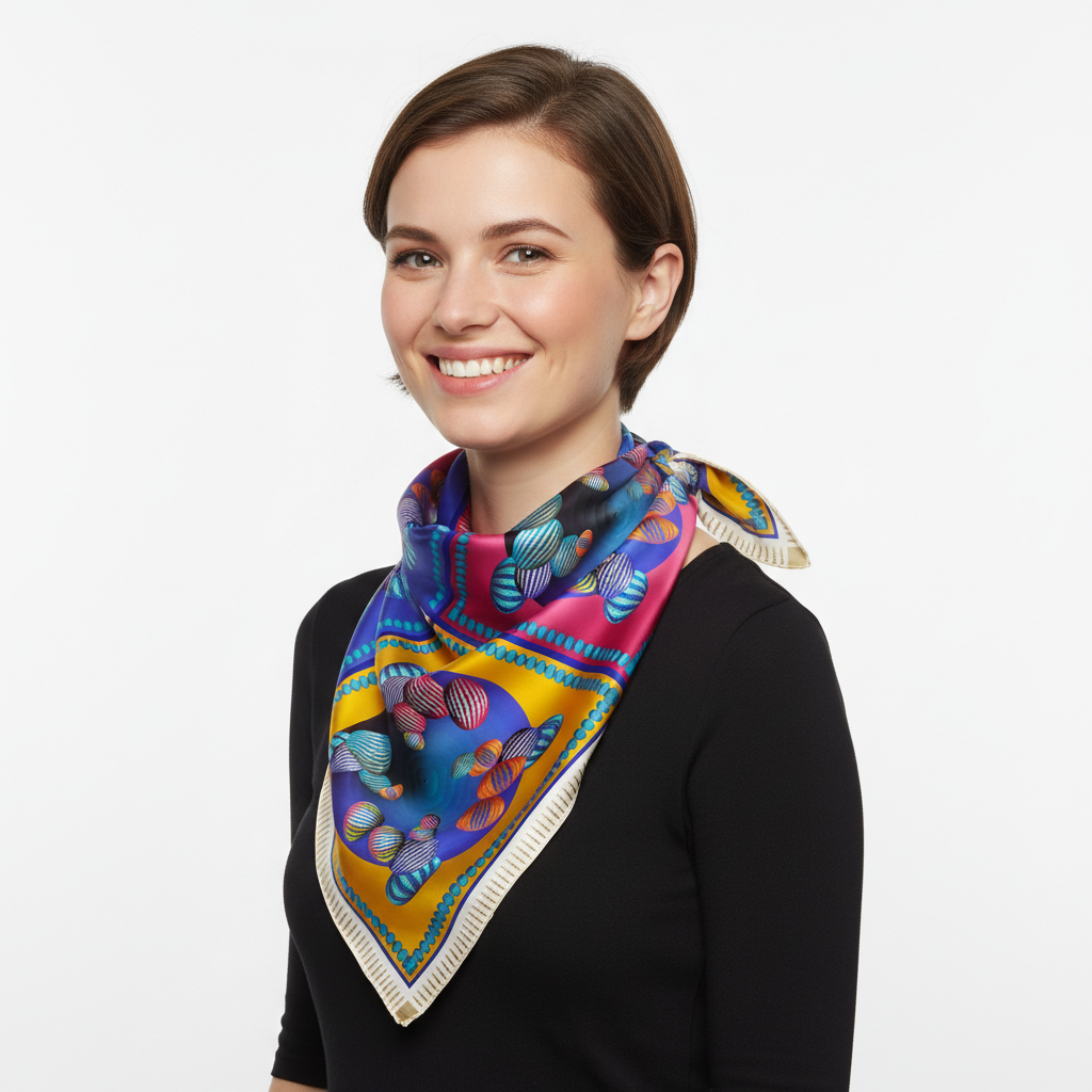 100% Silk Charmeuse Square Scarf Abstract Graphics No 10