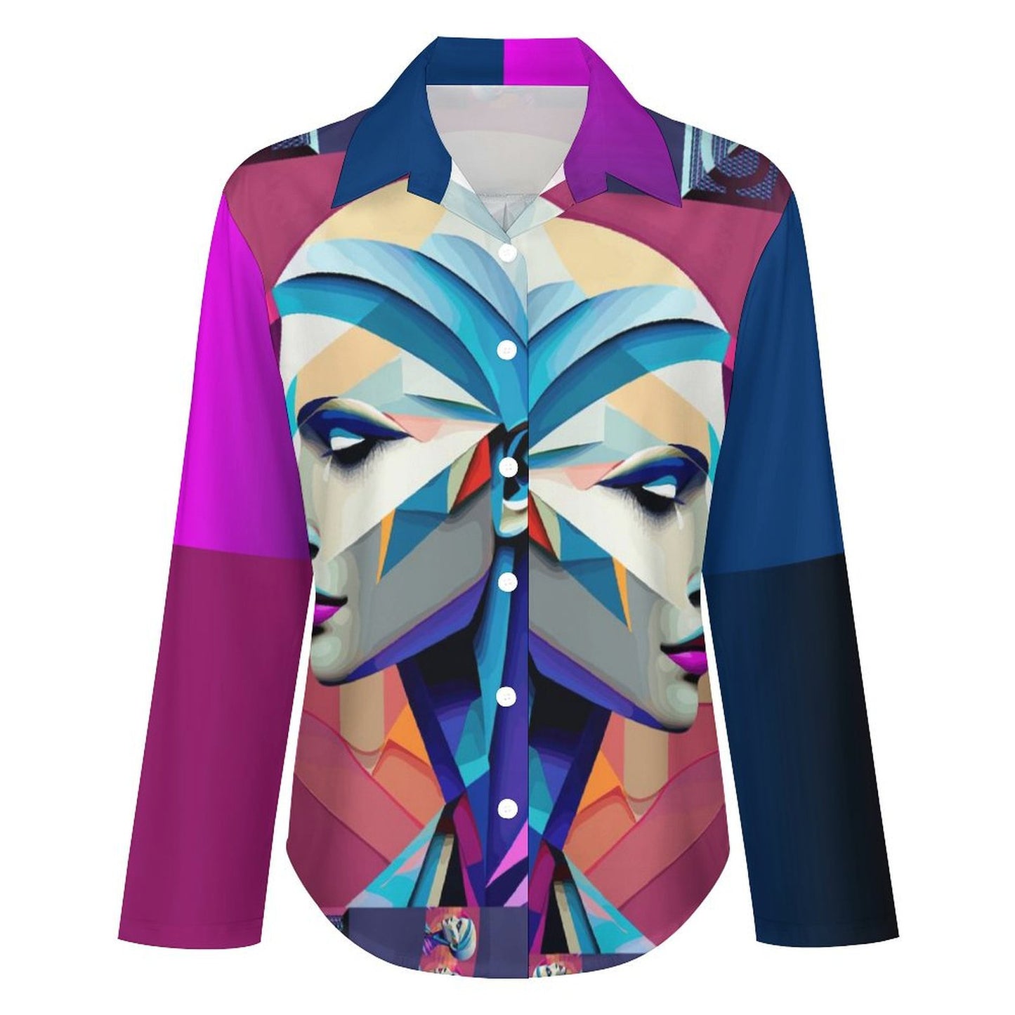 Long Sleeve Shirt Blouse Kukloso Abstract No 820