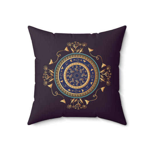 Spun Polyester Square Pillow Kukloso Mandala Designs No 4288 & No 151 A on Dark Purple - Free Shipping