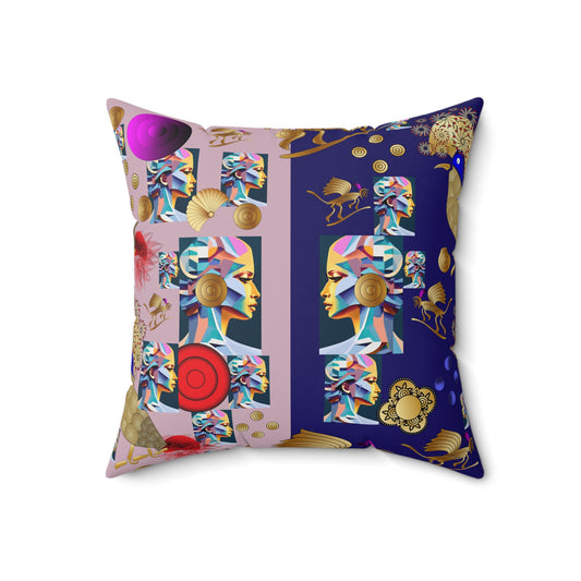 Spun Polyester Square Pillow Kukloso 'Melange de fleuron' No 6 - Free Shipping