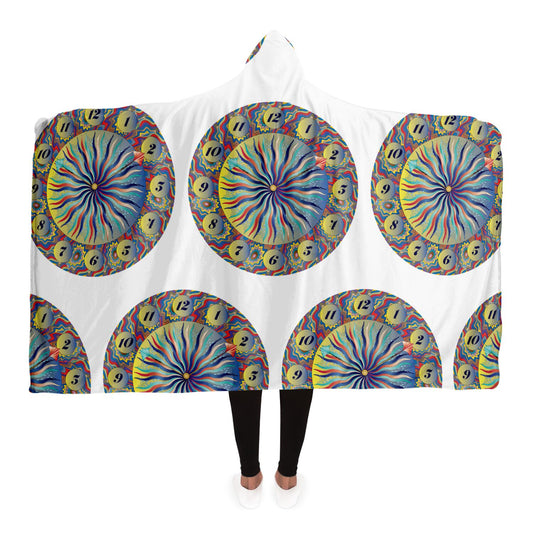 Hooded Blanket - AOP Kukloso Abstractical No 236 Abstract Clock Multicolored on White - Free Shipping