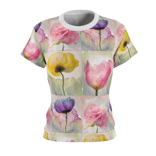 Women's Cut & Sew Tee (AOP) Kukloso Watercolor Florals Large Pattern - Free Shipping