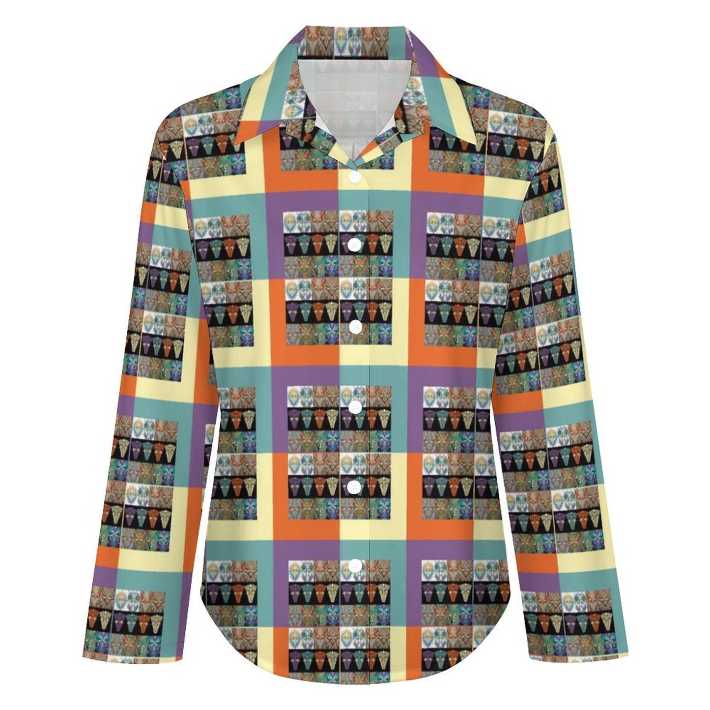 Long Sleeve Shirt Blouse Kukloso Abstract No 1883