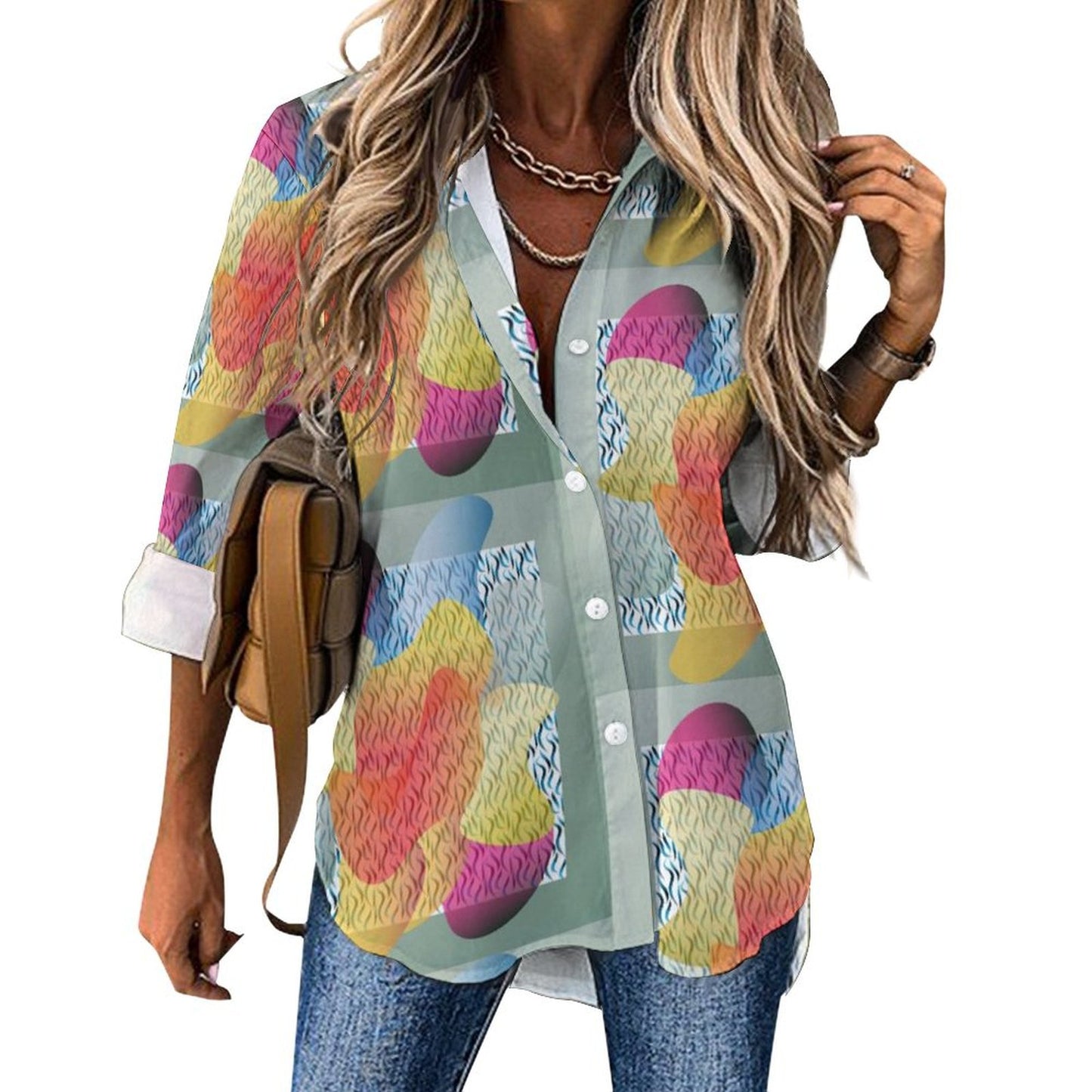 Long Sleeve Shirt Blouse Kukloso Abstract No 1613