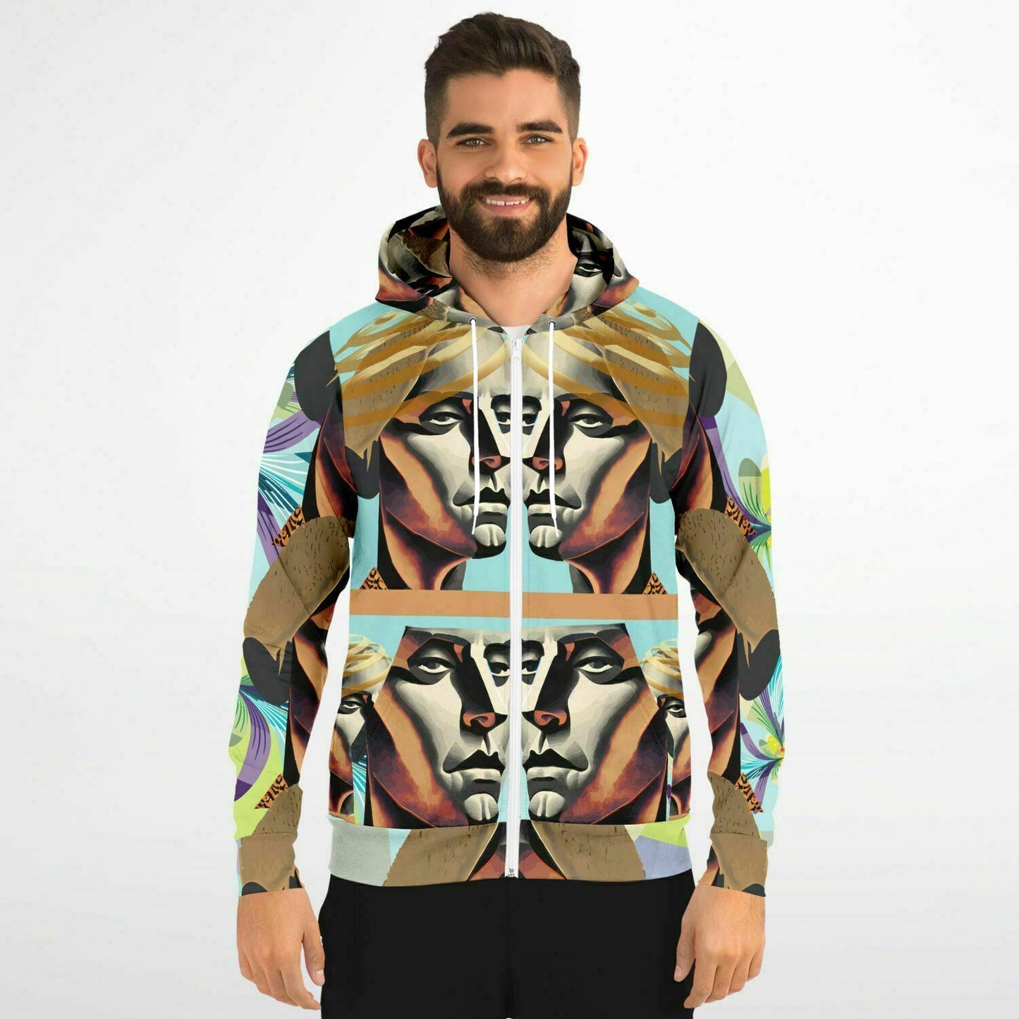 Fashion Zip-Up Hoodie - AOP  Kukloso Cubist Faces No 54 - Free Shipping