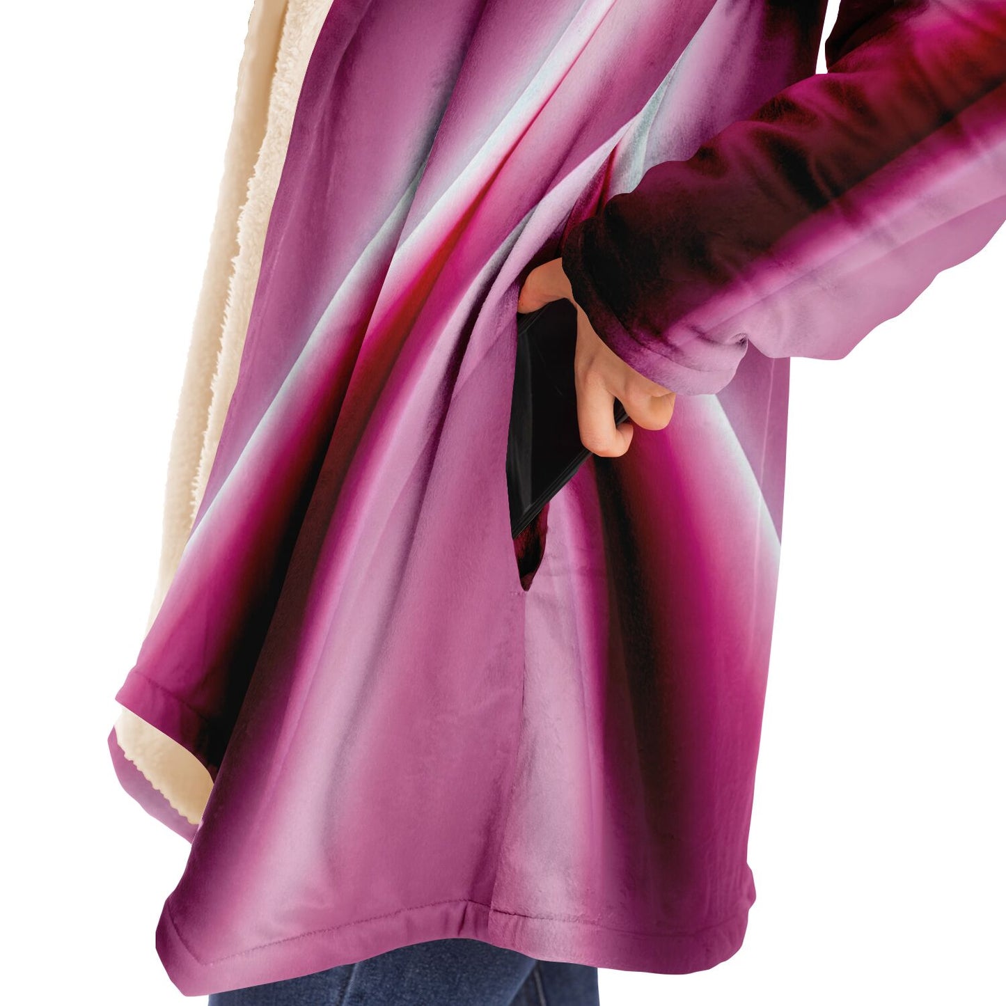 Microfleece Cloak - AOP Kukloso Color Flow series No 4 Rose-Pink _ Free Shipping