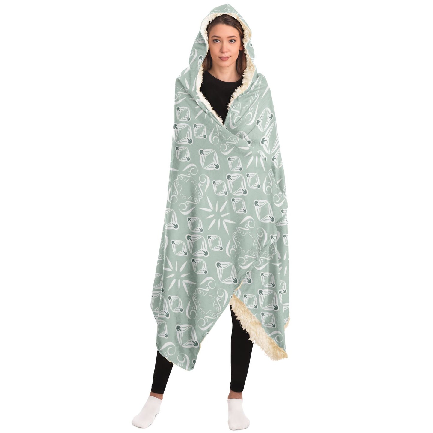 Hooded Blanket - AOP Kukloso Abstractical No 43 Shapes on Sage - Free Shipping