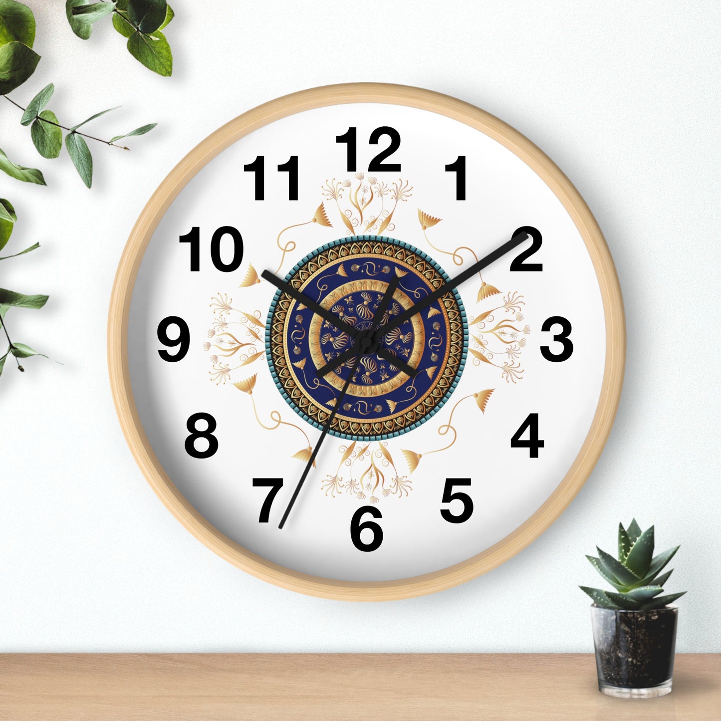 Wall Clock Kukloso Mandala No 151 Gold & Navy - Free Shipping