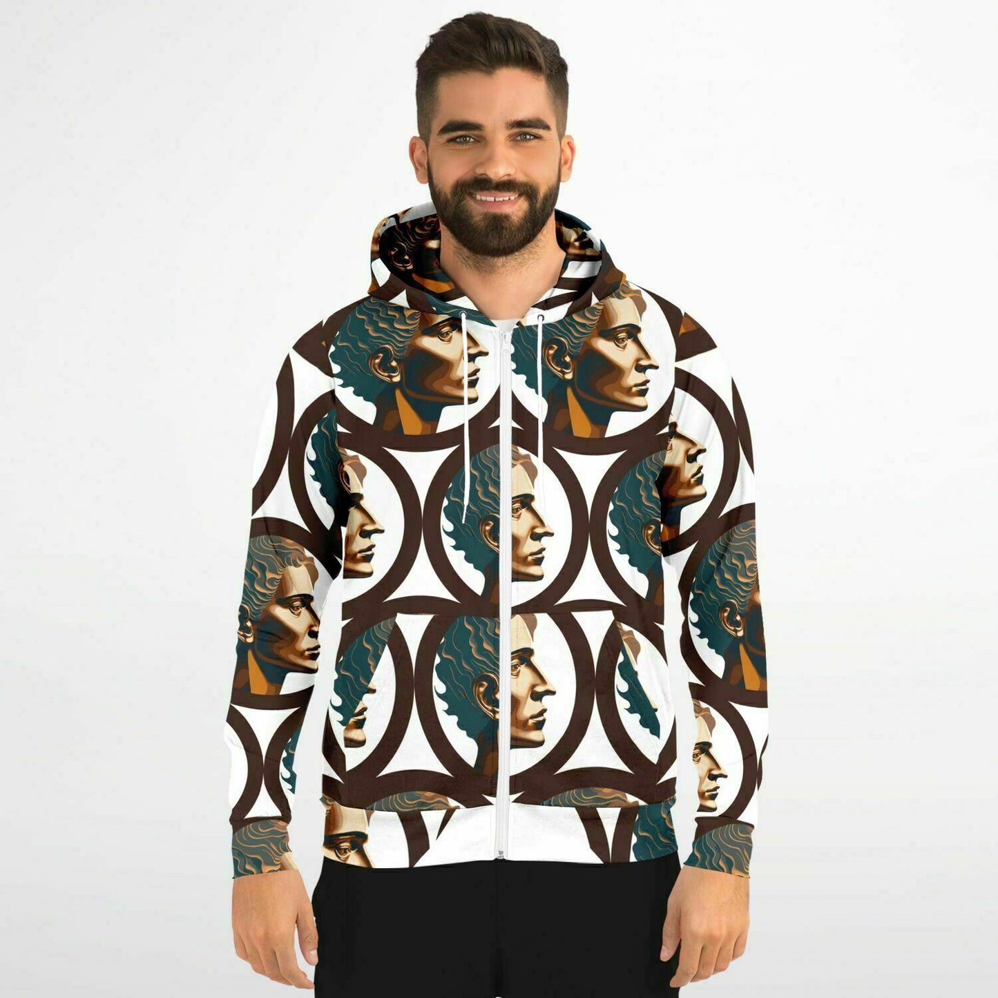 Fashion Zip-Up Hoodie - AOP Kukloso Cubist Faces No 46 - Free Shipping