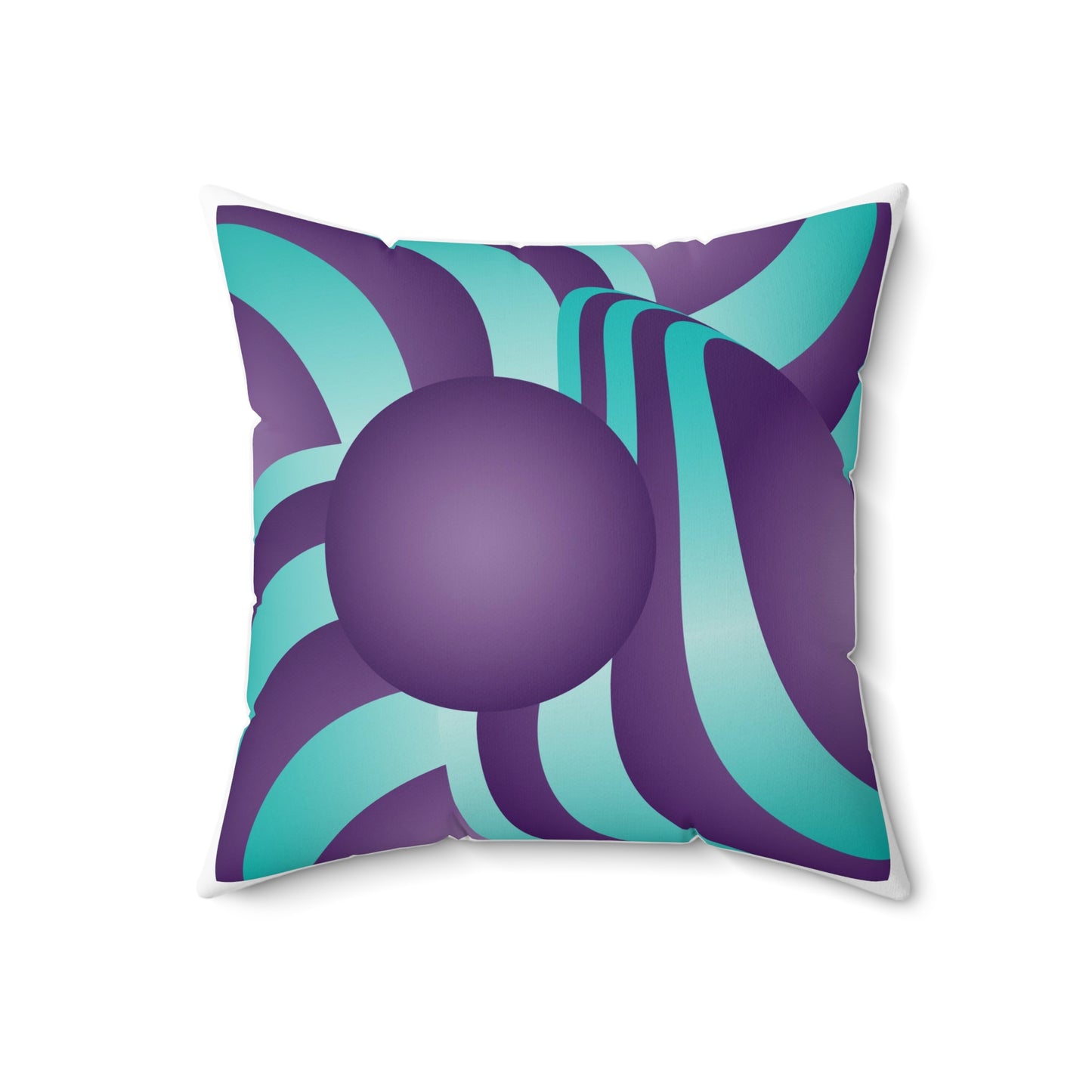 Spun Polyester Square Pillow Kukloso Ice Cream Swirls No 4 Purple & Green - Free Shipping