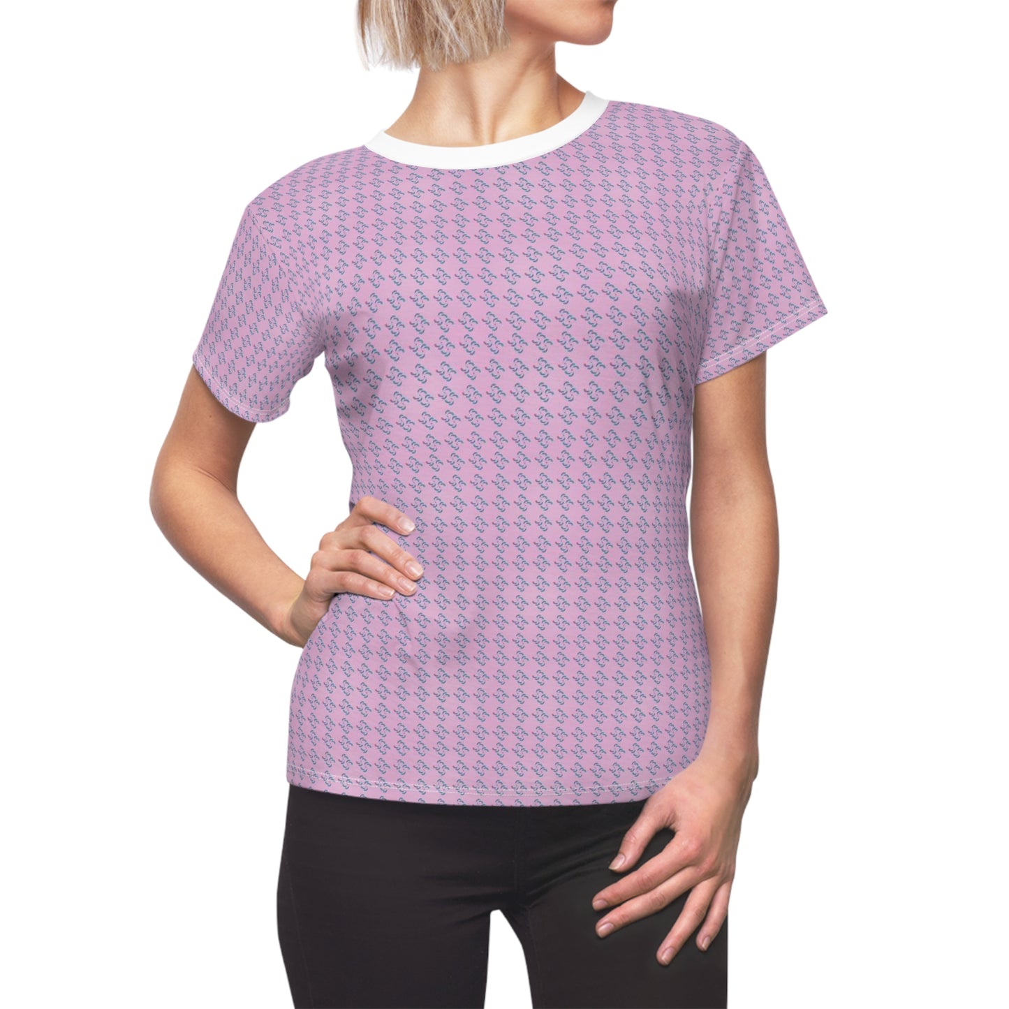 Women's Cut & Sew Tee (AOP) Kukloso Whimsical No 40 No 2 Colored Shapes on Pink - Free Shipping