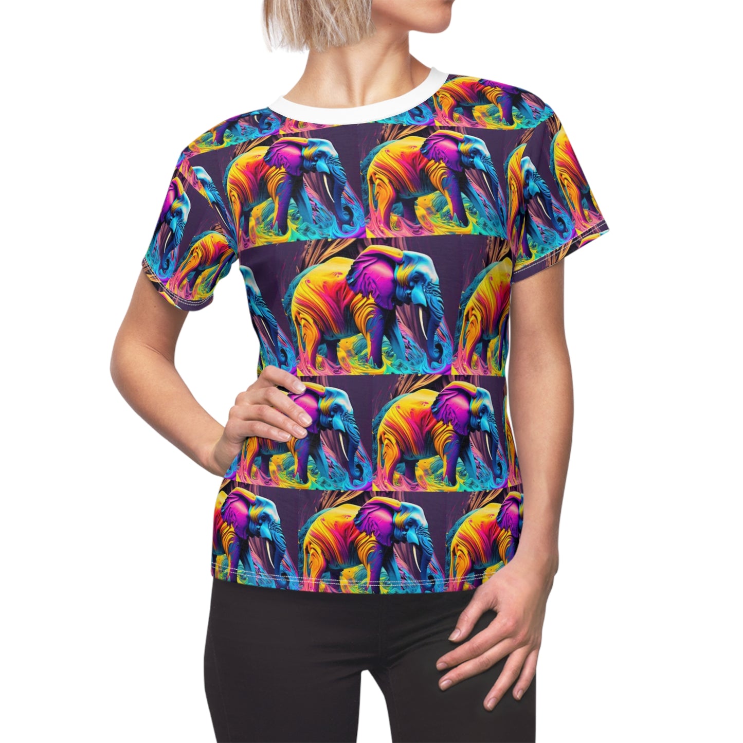 Women's Cut & Sew Tee (AOP) Kukloso Cubist Mr. Elephant - Free Shipping