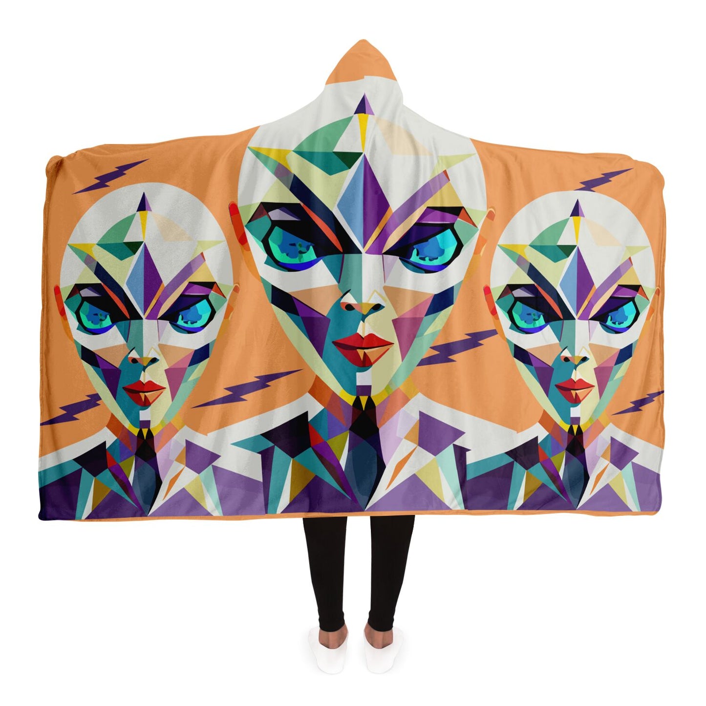 Hooded Blanket - AOP Kukloso Cubist Space Girls No 2 - Free Shipping