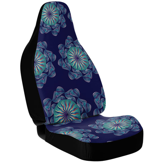 Car Seat Cover - AOP Kukloso Abstractical No 29 Mandala design, Navy Colors - Free Shipping