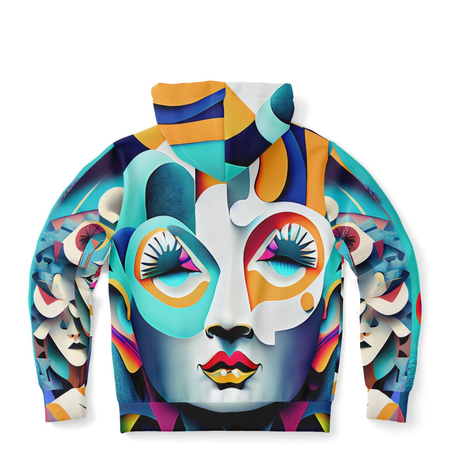 Fashion Zip-Up Hoodie - AOP Kukloso Cubist Faces No 7 Multicolored - Free Shipping