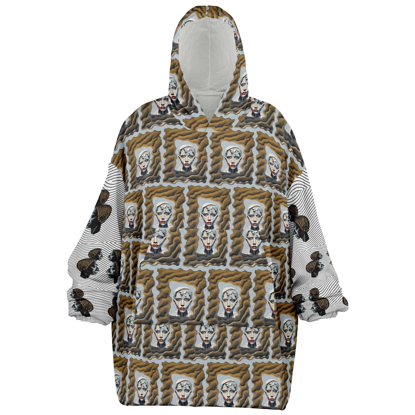 Snug Hoodie Economy - AOP Kukloso Cubist Faces No 61 Desert - Free Shipping