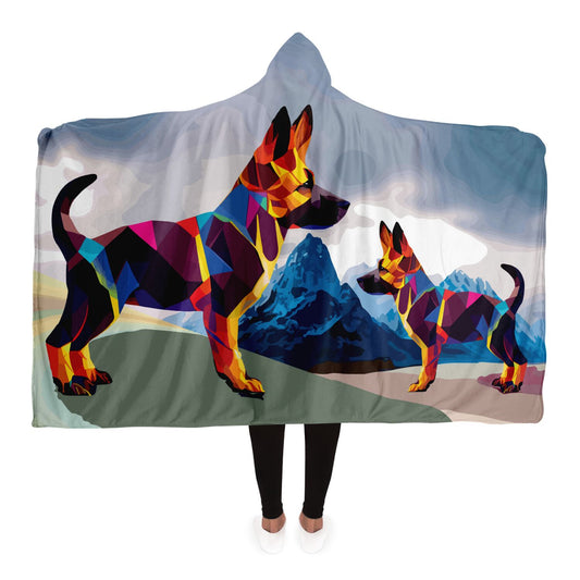 Hooded Blanket - AOP Kukloso German Sheperd Adult & Puppy No 1 - Free Shipping