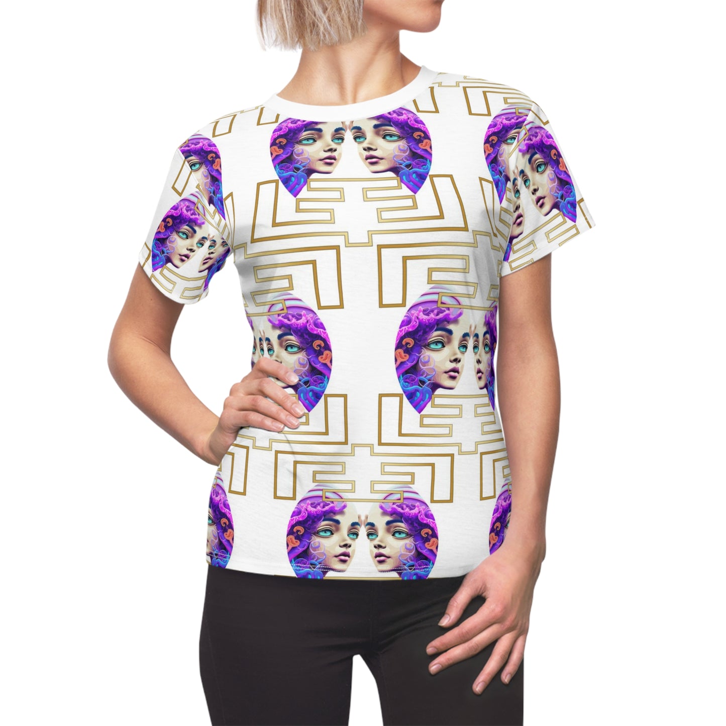 Women's Cut & Sew Tee (AOP) Kukloso Space Face N0 15 - Free Shipping